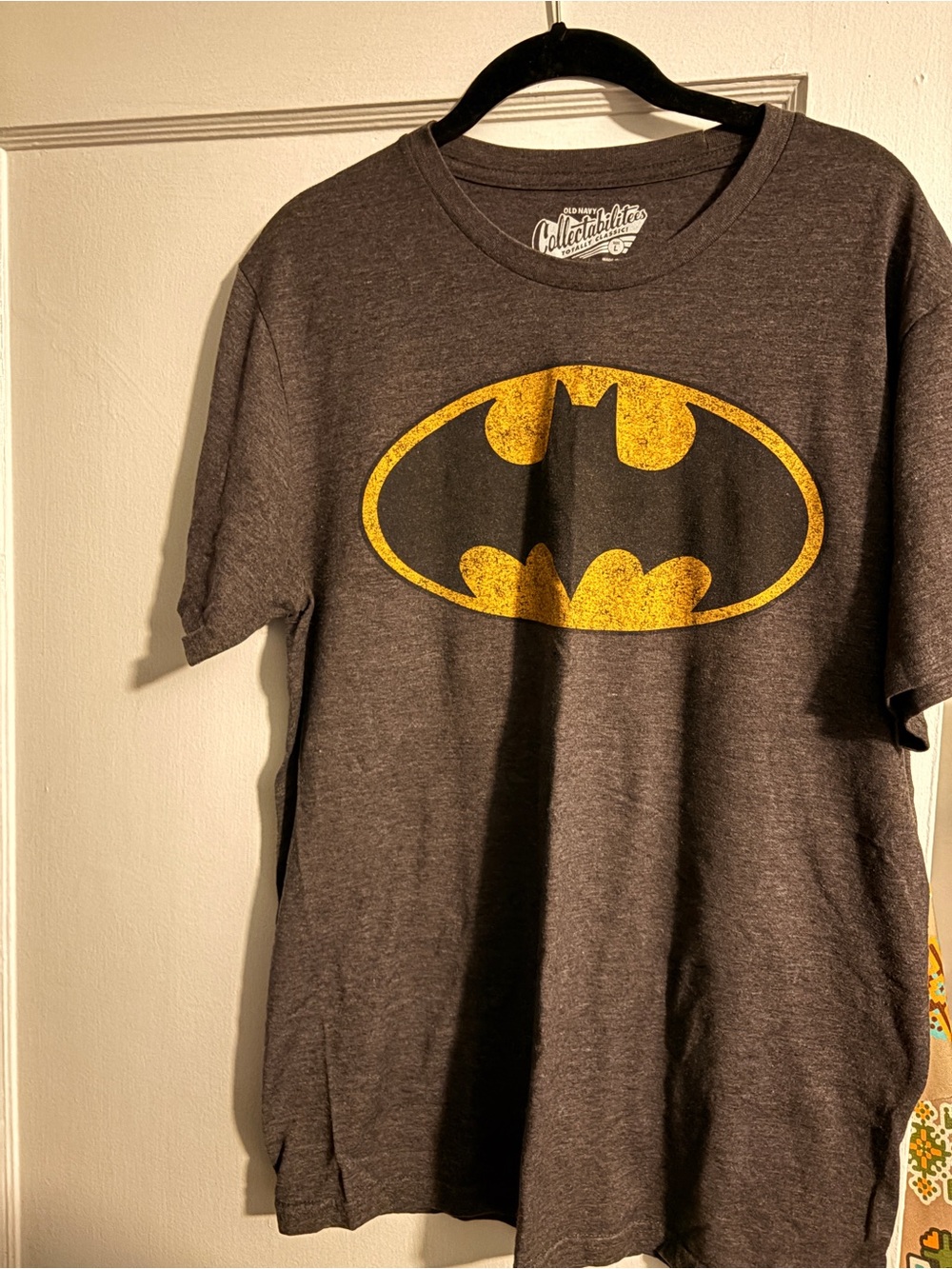 Men’s Batman Logo Short Sleeve Tee - Charcoal with Yellow Graphic